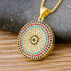 Round Chain Copper CZ Zircon Pendant Necklace Female Charm