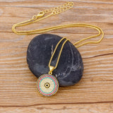 Round Chain Copper CZ Zircon Pendant Necklace Female Charm