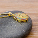 Round Chain Copper CZ Zircon Pendant Necklace Female Charm