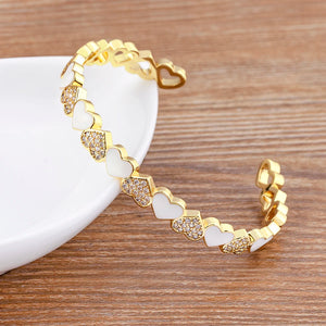 Rainbow Zirconia Heart Bracelet Adjustable Enamel Romantic Jewelry Gift