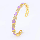 Rainbow Zirconia Heart Bracelet Adjustable Enamel Romantic Jewelry Gift