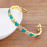 Rainbow Zirconia Heart Bracelet Adjustable Enamel Romantic Jewelry Gift
