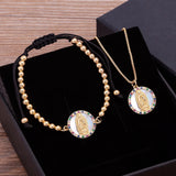 CZ Copper Necklace+Bracelet Set Unisex Pendant Charm Couple Jewelry