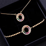 Colorful Crystal Necklace+Bracelet For Woman Men Pendant Charm Fine Jewelry