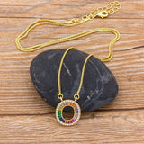 Colorful Crystal Necklace+Bracelet For Woman Men Pendant Charm Fine Jewelry