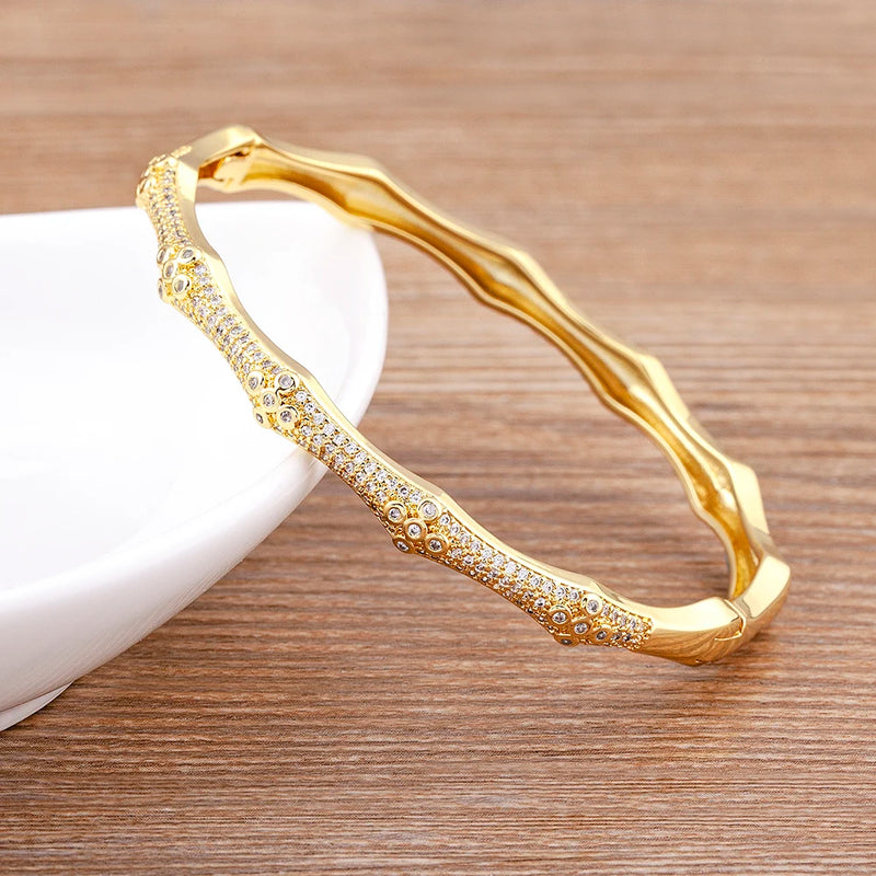Crystal Zircon Gold-Plated Bangles Women's Jewelry