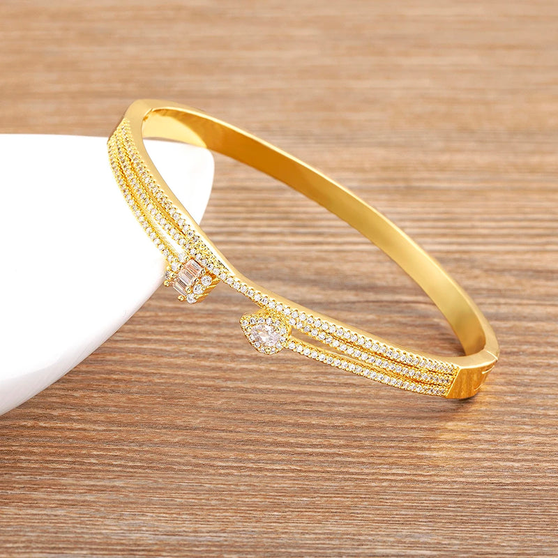 Copper CZ Buckle Bracelet Crystal Jewelry Women Gift