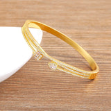 Copper CZ Buckle Bracelet Crystal Jewelry Women Gift