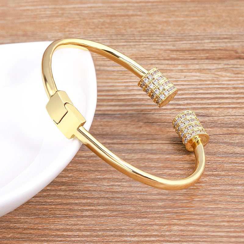 Geometric CZ Cuffs Adjustable Bracelet Women's Jewelry