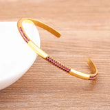 Rainbow Rhinestone Zircon Cuffs Bracelet Women Open Bangles