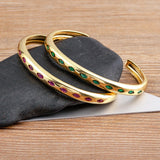 Geometric Rainbow CZ Bracelet for Women