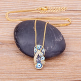 Enamel Slipper Pendant Evil Eye Necklace CZ Chain Plated Party Jewelry Gift