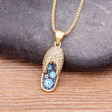Enamel Slipper Pendant Evil Eye Necklace CZ Chain Plated Party Jewelry Gift