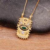 Geometric Evil Eye Pendant Necklace Zircon Jewelry Personalized Gift
