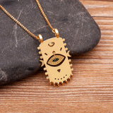 Geometric Evil Eye Pendant Necklace Zircon Jewelry Personalized Gift