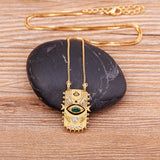 Geometric Evil Eye Pendant Necklace Zircon Jewelry Personalized Gift