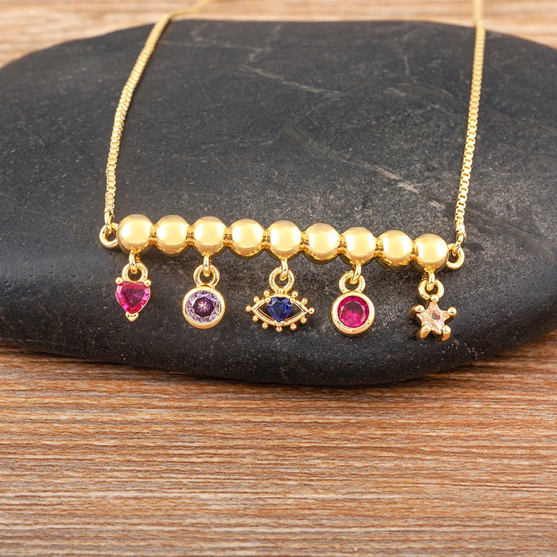 Romantic Heart Star Rhinestone Pendant Necklace for Women