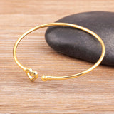 Heart Shape Crystal Rhinestone Cuff Bracelet Women Copper Jewelry