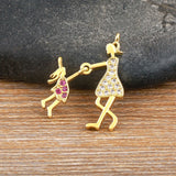 Mom&Daughter Plated Rhinestone Pendant Copper Necklace Mother's Gift