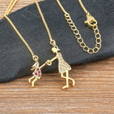 Mom&Daughter Plated Rhinestone Pendant Copper Necklace Mother's Gift