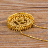 Micro Pave CZ Initial Letter Necklace - Copper Charm