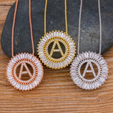 Micro Pave CZ Initial Letter Necklace - Copper Charm