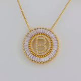 Micro Pave CZ Initial Letter Necklace - Copper Charm