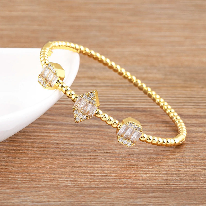 Classic Copper CZ Buckle Style Bracelet Crystal Jewelry Women Gift