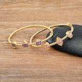 Classic Copper CZ Buckle Style Bracelet Crystal Jewelry Women Gift
