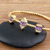 Classic Copper CZ Buckle Style Bracelet Crystal Jewelry Women Gift