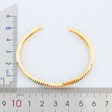 Colorful Cubic Zirconia Copper Cuff Bangle Adjustable Bracelet