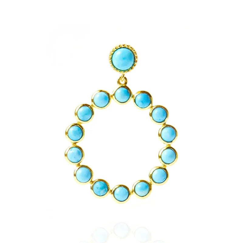 925 Silver Stud Earring Turquoise Pendant For Women Girl Aniversary Jewelry