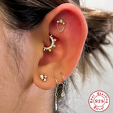 Opal Zircon Chain Earrings 925 Silver Ear Stud Piercing Jewelry