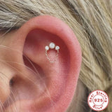Opal Zircon Chain Earrings 925 Silver Ear Stud Piercing Jewelry