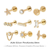 925 Sterling Silver Ear Stud Earrings For Women 18K Plating Christmas Jewelry