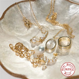 Single Row Pearl Chain 925 Sterling Silver Necklace For Women Clavicle Jewelry