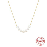 Single Row Pearl Chain 925 Sterling Silver Necklace For Women Clavicle Jewelry