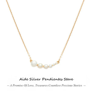 Single Row Pearl Chain 925 Sterling Silver Necklace For Women Clavicle Jewelry