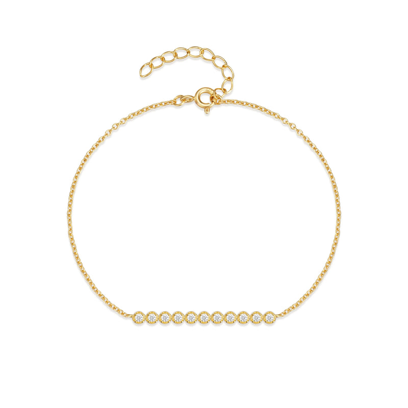 925 Silver Single Row Zircon Chain Bracelet Women Xmas Party Jewelry