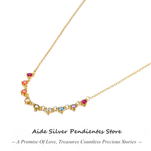 925 Silver CZ Minimalist Necklace, 18K Plated Chain