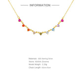 925 Silver CZ Minimalist Necklace, 18K Plated Chain