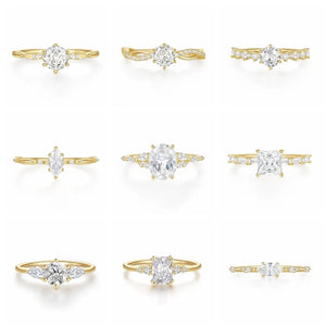 925 Silver Geometric Zircon Ring Wedding Jewelry Bague Femme