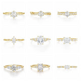 925 Silver Geometric Zircon Ring Wedding Jewelry Bague Femme