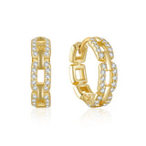 925 Silver Hip-hop Zircon Hoop Earrings For Women Wedding Jewelry