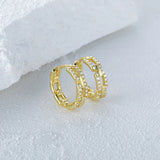 925 Silver Hip-hop Zircon Hoop Earrings For Women Wedding Jewelry