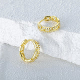 925 Silver Hip-hop Zircon Hoop Earrings For Women Wedding Jewelry