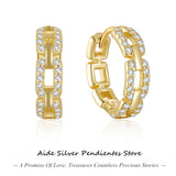 925 Silver Hip-hop Zircon Hoop Earrings For Women Wedding Jewelry