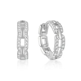 925 Silver Hip-hop Zircon Hoop Earrings For Women Wedding Jewelry