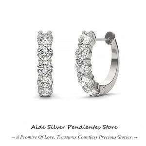 925 Silver Moissanite Hoop Earrings Wedding Party Jewelry Gift 10mm