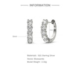 925 Silver Moissanite Hoop Earrings Wedding Party Jewelry Gift 10mm